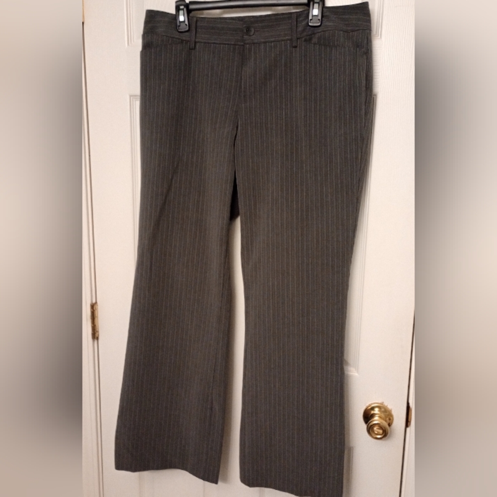 Eddie Bauer Gray Pinstripe Women's Flared Trousers
